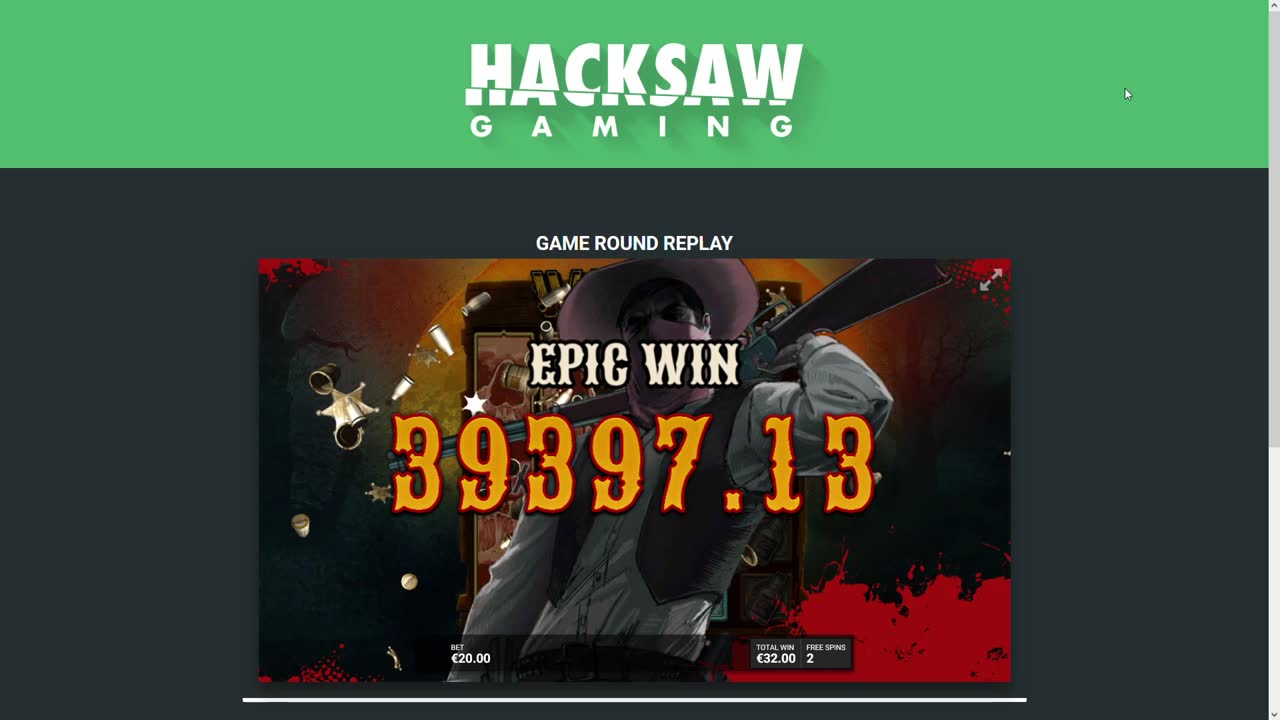 Кадър от реплей на Hacksaw Gaming — EPIC WIN брояч